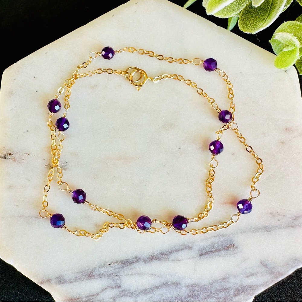 Amethyst Beaded Chain Necklace Bead Chain Choker